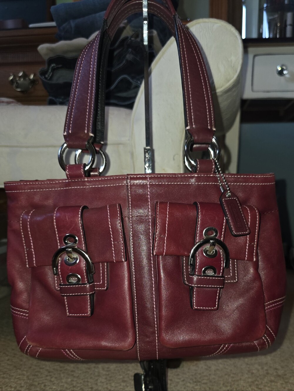 Coach BURGANDY RED SOHO POCKET SATCHEL Y2K IN NEAR NEW CONDITION